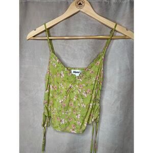 Abound Green Floral Side Tie Cami Tank Small NWOT